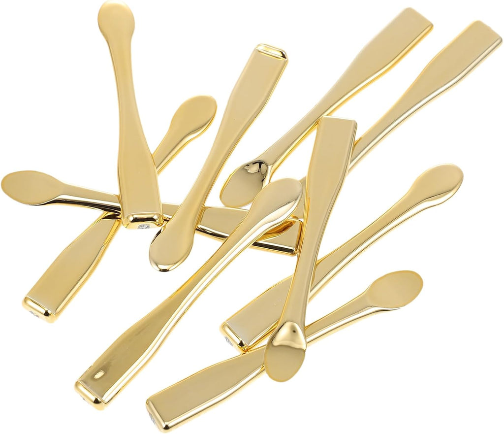 50 Pcs Eye Cream Spatula Face Cream Spoon Gold Mask Plastic Scoops Mask Ygienic Plastic Spatulas for Skincare, Travel-Friendly & Easy to Clean, for Home Spa, Salon Use(Gold)