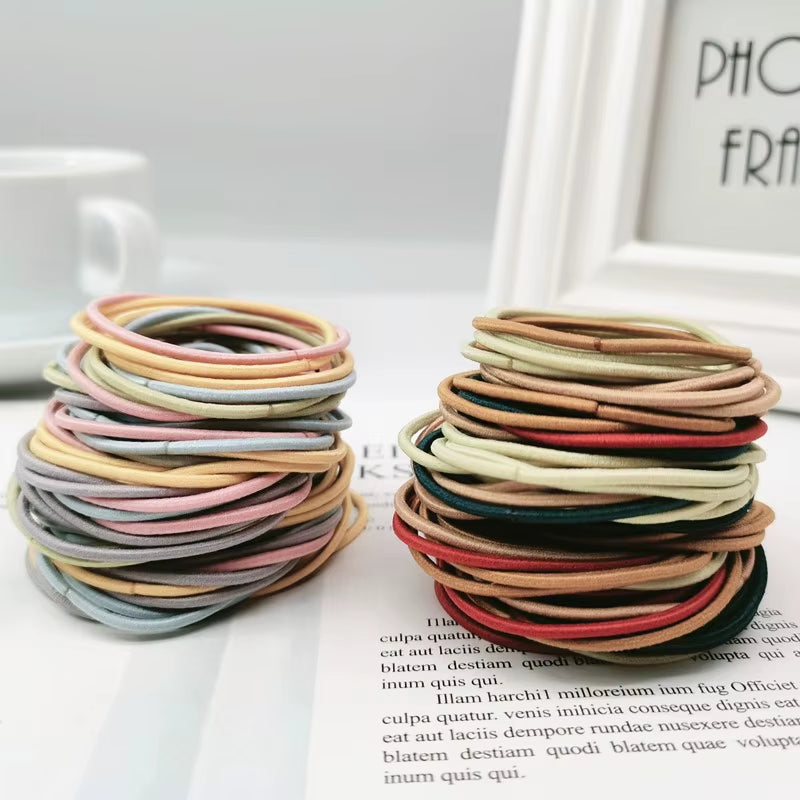 100/200Pcs Colorful Elastic Hair Band Rope Scrunchie Set Headband Leagues Tie Colet for Women Girl Hairstyle Fashion Accessories