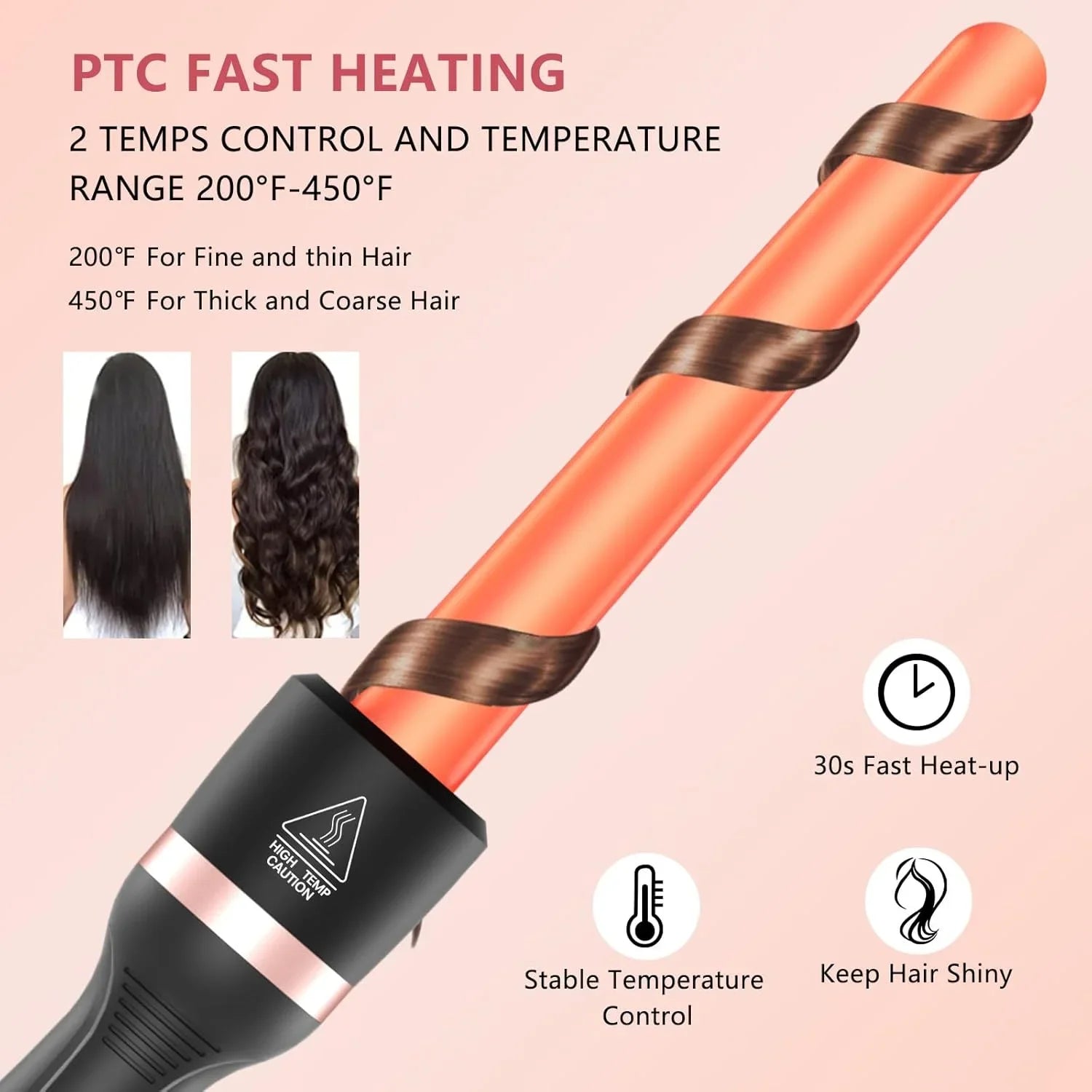 5 in 1 Curling Wand Set, Adjustable Temperature Hair Curler Kit with Heated round Brush & Bubble Curling Wand, Curling Iron Set Waver Crimper Hair Tool Gift for Women