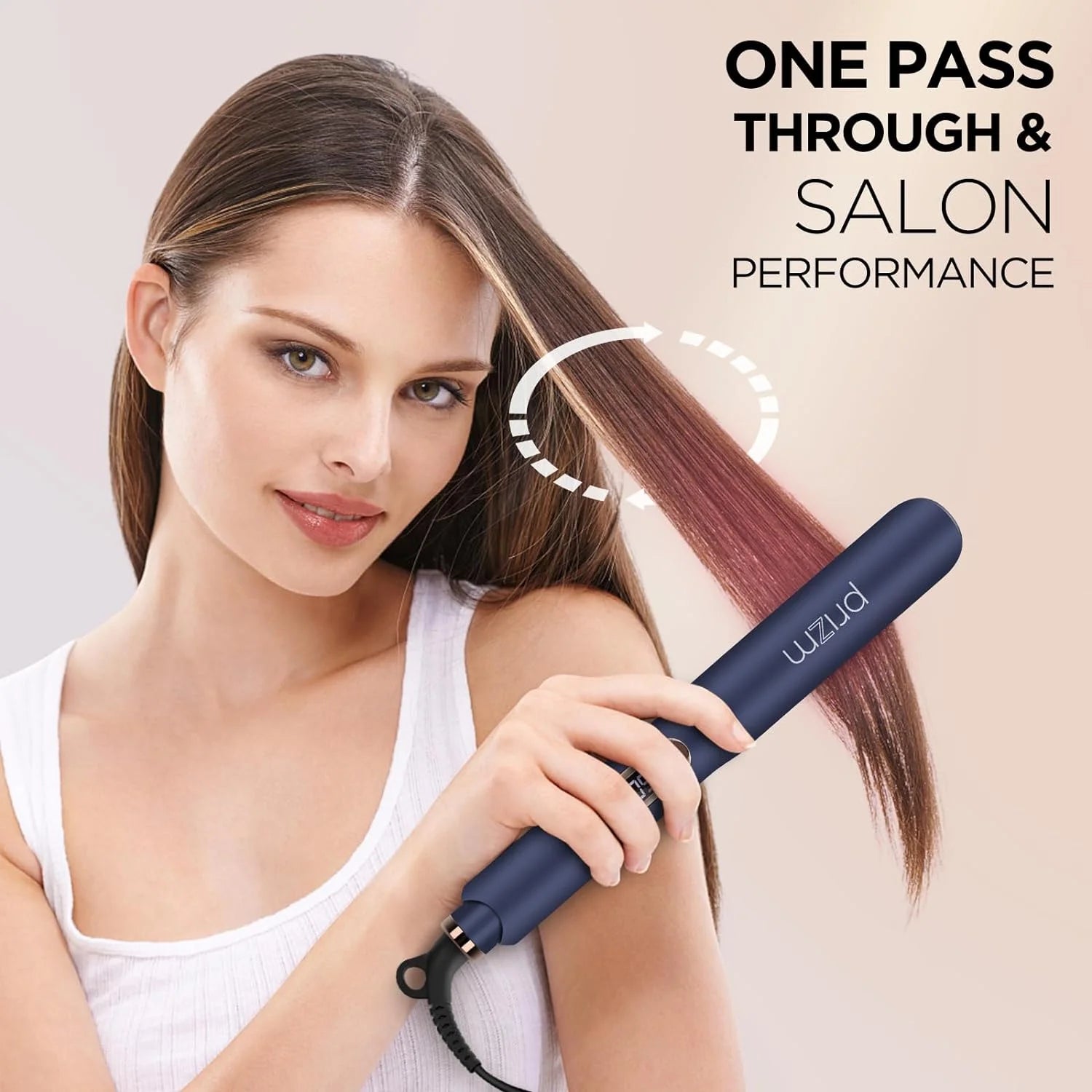 Flat Iron for Hair,  1.25 Inch Ionic Ceramic Straightening and Culer with LCD Display, Dual Voltage, 15S Heat Up, Prussian Blue