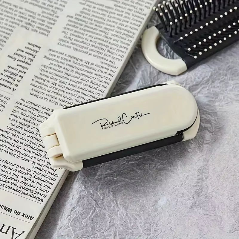 CALIYI 1PCS Folding Mini Pocket Hair Comb with Mirror Portable Massage Comb Brush for Salon Travel Outdoor Makeup Styling Tools