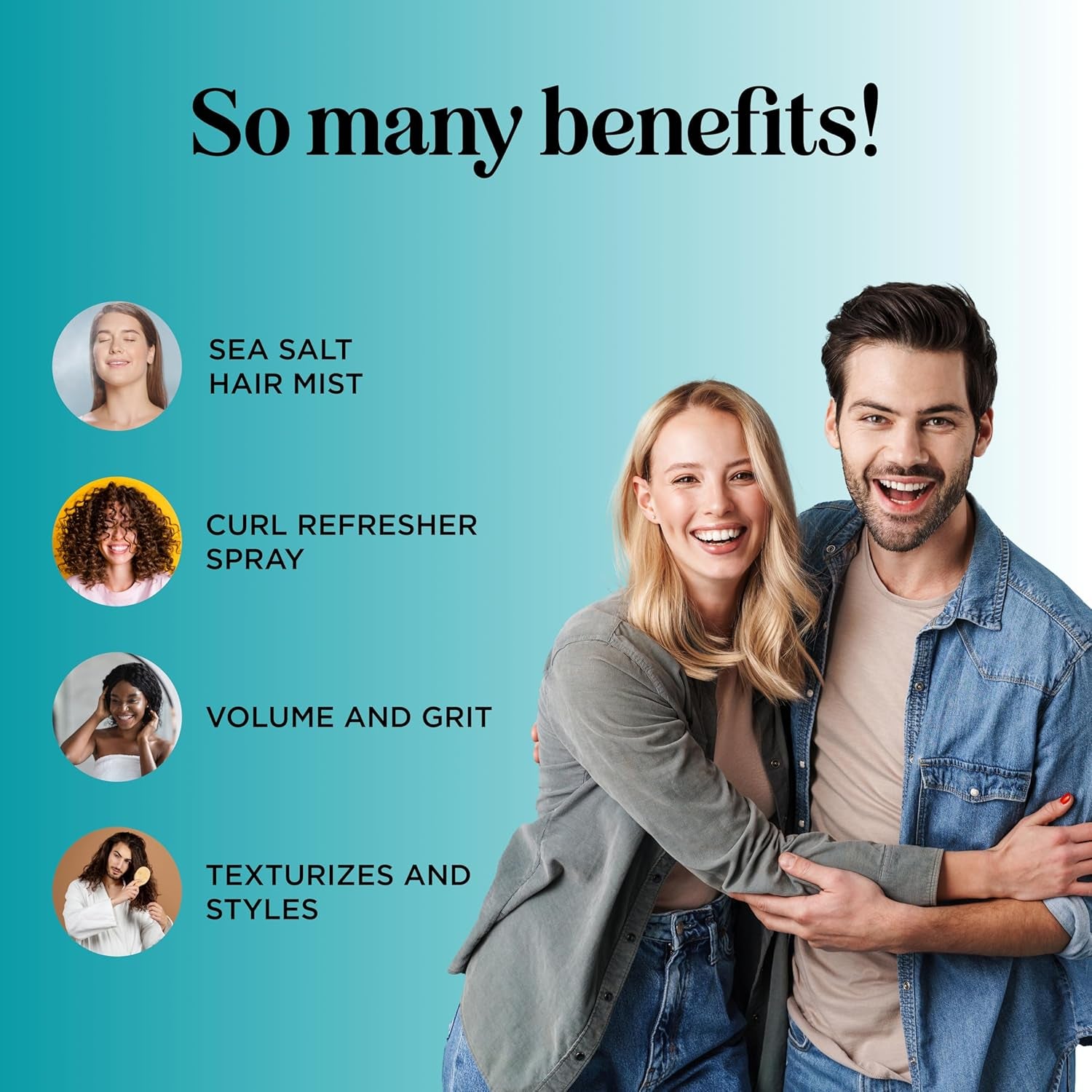 Volumizing Sea Salt Spray for Hair - Texturizing Beach Waves Spray & Hair Mist Curl Activator - Non Sticky Styling Beach Hair Spray for Men and Women with Nourishing Sea Kelp Extract and Argan Oil 8Oz