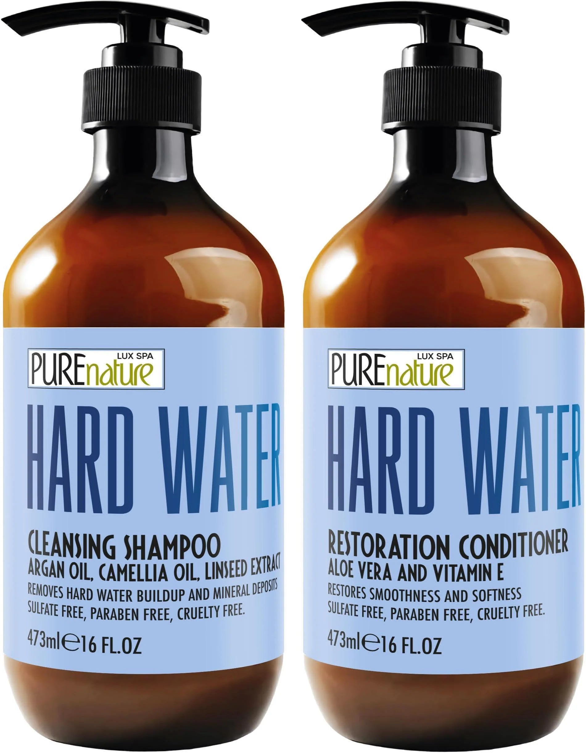 Hard Water Shampoo and Conditioner Set 16 Fl Oz Set of 2 Sulfate Free and Paraben Free Chelating Action Moisturizing Professional Formula for Women and Men Hydrating Swim Safe Formula