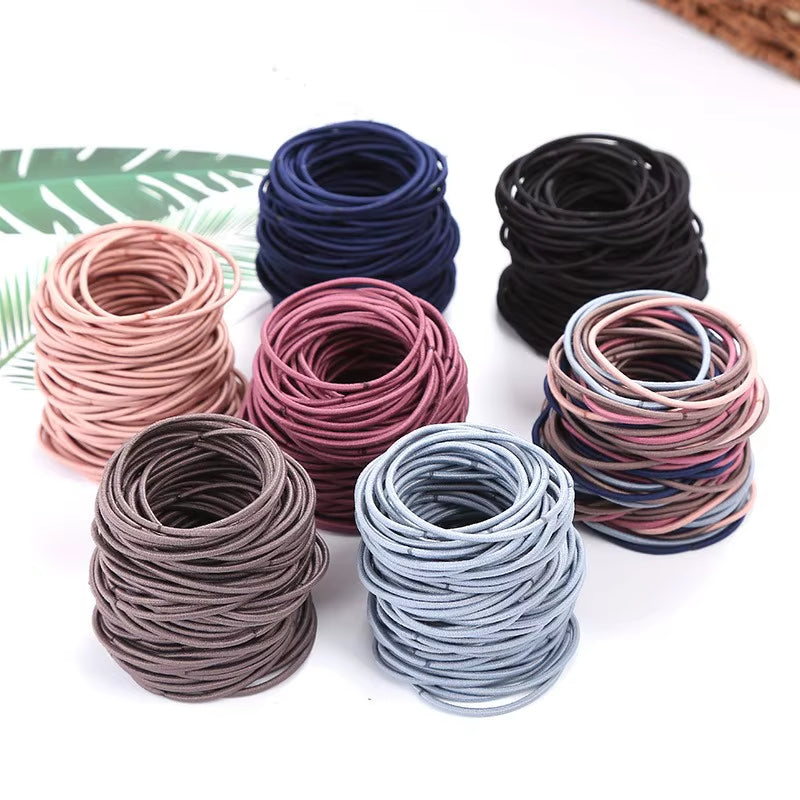 100/200Pcs Colorful Elastic Hair Band Rope Scrunchie Set Headband Leagues Tie Colet for Women Girl Hairstyle Fashion Accessories