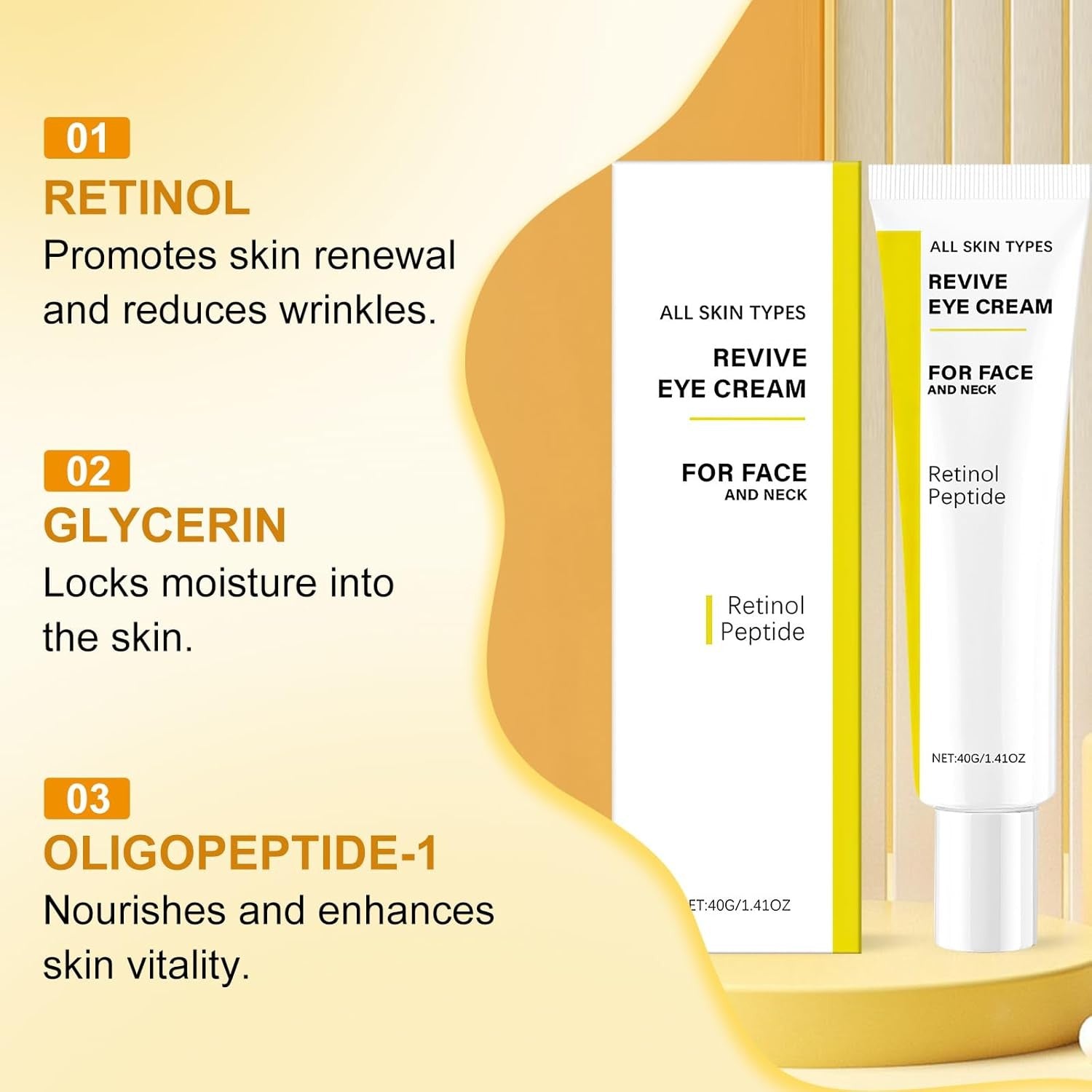 2PCS Revive Eye Cream,Revive Eye Cream with Retinol Peptide,Reduce