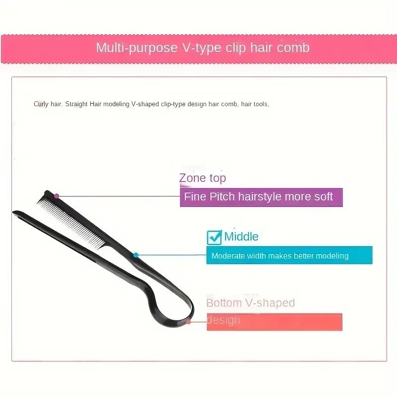V-Shaped Hairstyle Comb - Effortlessly Create a Fashionable and Messy Hairstyle - Professional Straight Hair Fork - Perfect Salo