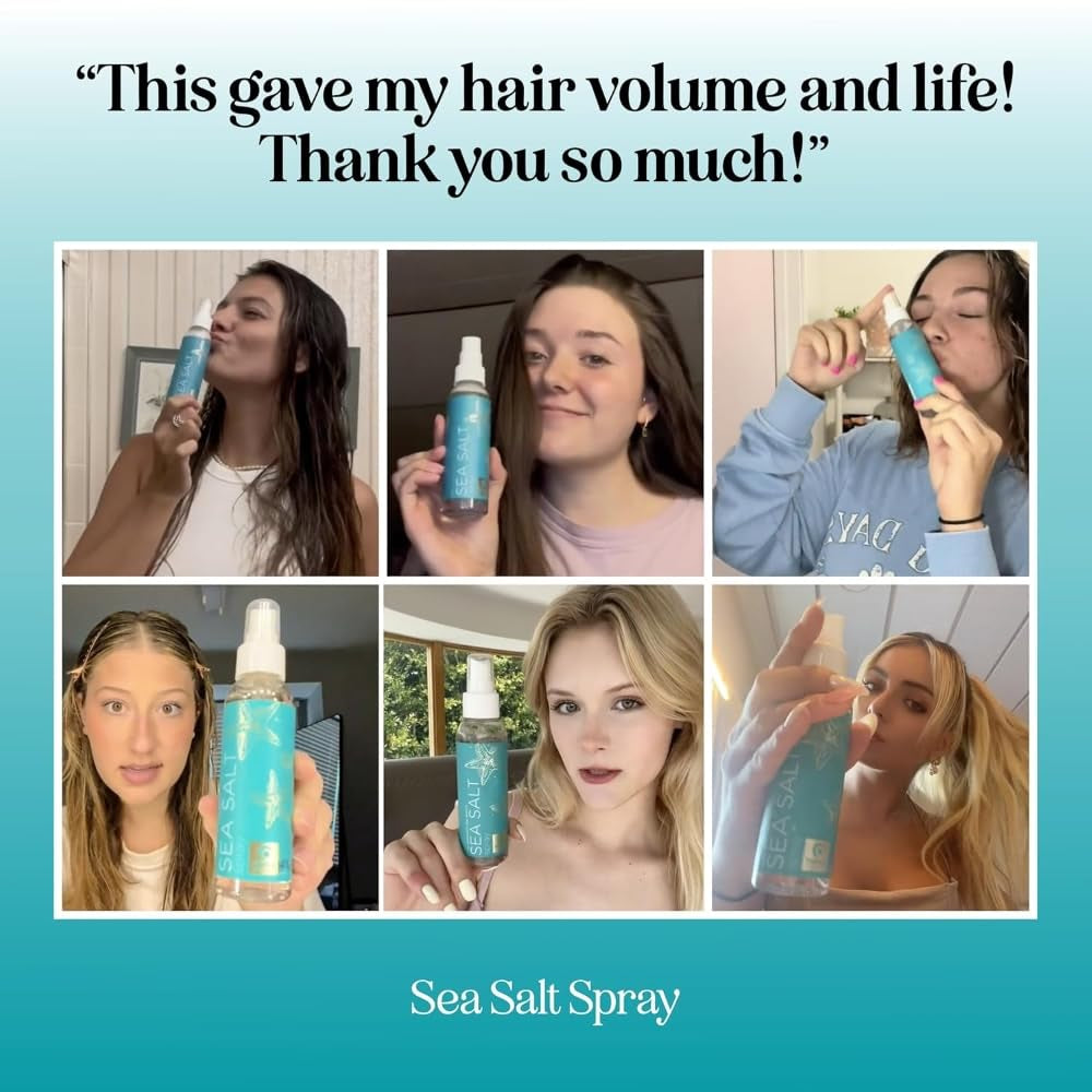 Volumizing Sea Salt Spray for Hair - Texturizing Beach Waves Spray & Hair Mist Curl Activator - Non Sticky Styling Beach Hair Spray for Men and Women with Nourishing Sea Kelp Extract and Argan Oil 8Oz