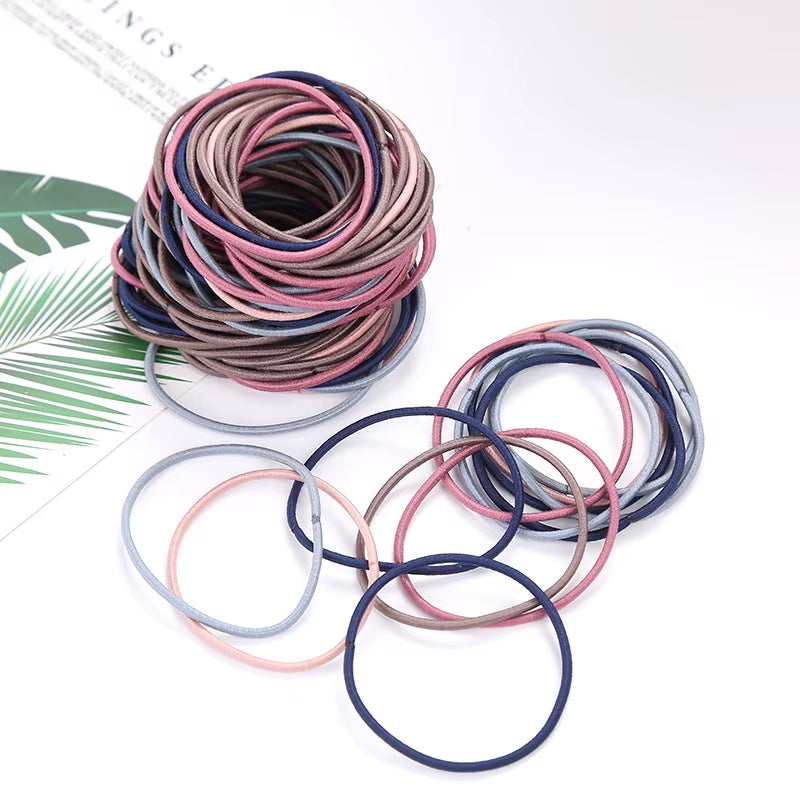 100/200Pcs Colorful Elastic Hair Band Rope Scrunchie Set Headband Leagues Tie Colet for Women Girl Hairstyle Fashion Accessories