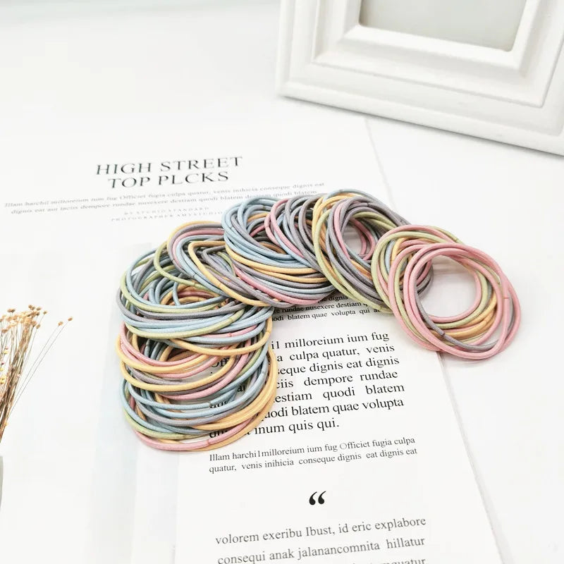 100/200Pcs Colorful Elastic Hair Band Rope Scrunchie Set Headband Leagues Tie Colet for Women Girl Hairstyle Fashion Accessories