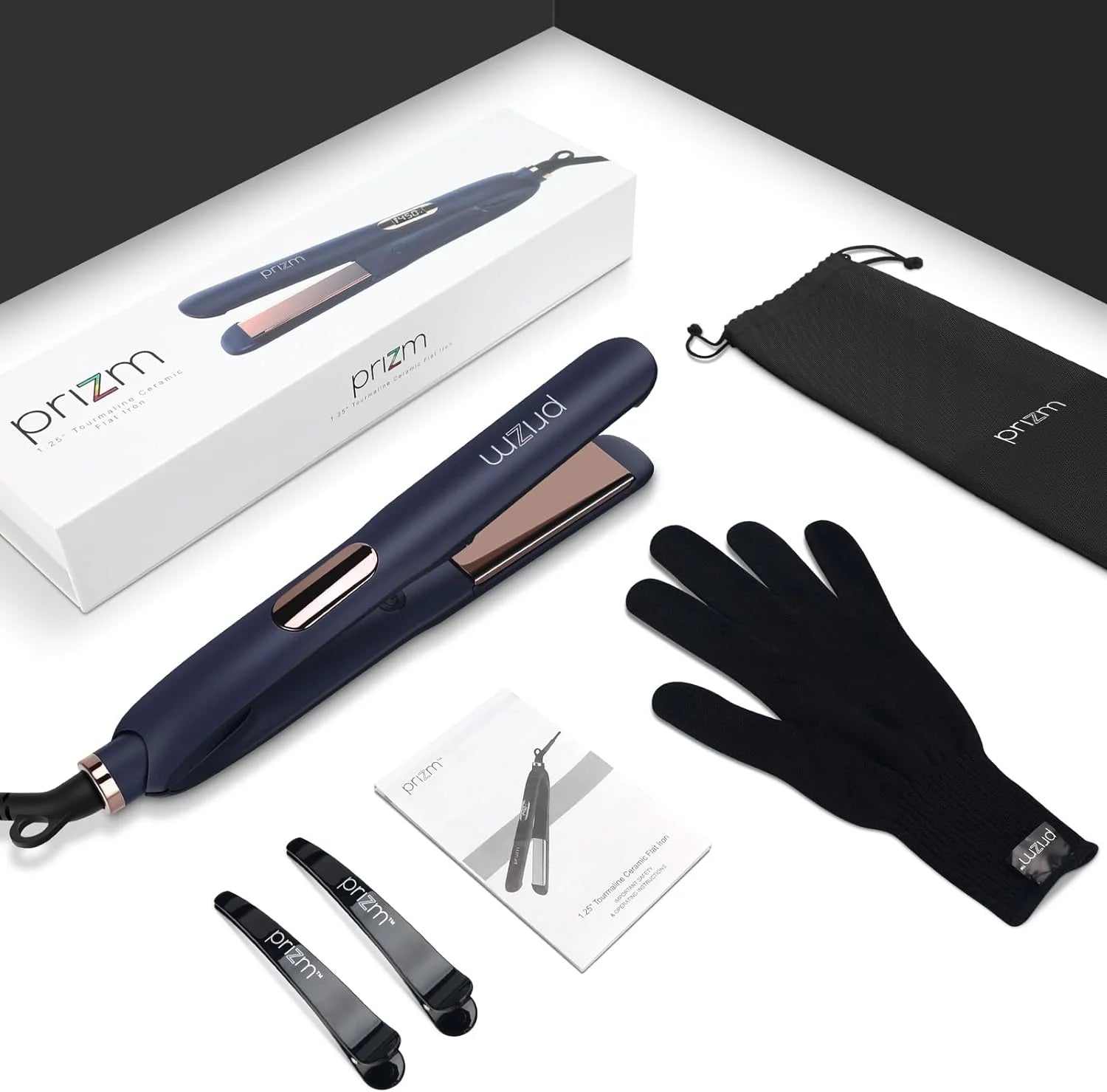 Flat Iron for Hair,  1.25 Inch Ionic Ceramic Straightening and Culer with LCD Display, Dual Voltage, 15S Heat Up, Prussian Blue
