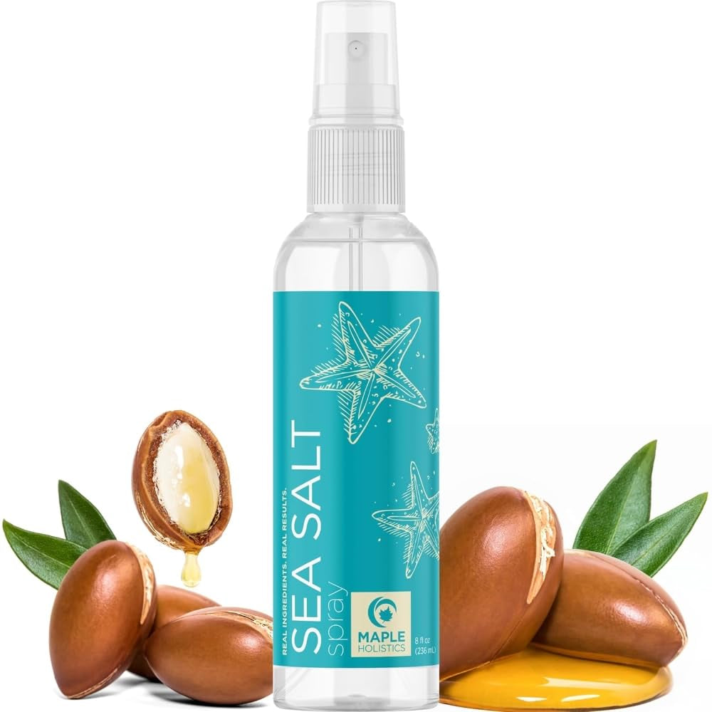 Volumizing Sea Salt Spray for Hair - Texturizing Beach Waves Spray & Hair Mist Curl Activator - Non Sticky Styling Beach Hair Spray for Men and Women with Nourishing Sea Kelp Extract and Argan Oil 8Oz