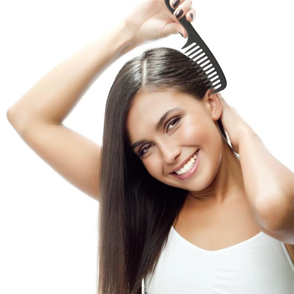 Wide Tooth Comb Detangling Hair Wide Comb round Teeth Hairdress Comb Carbon Antistatic Comb Pro Salon Dyeing Styling Tools