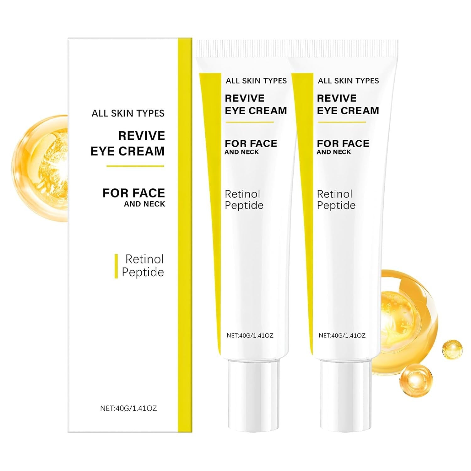 2PCS Revive Eye Cream,Revive Eye Cream with Retinol Peptide,Reduce
