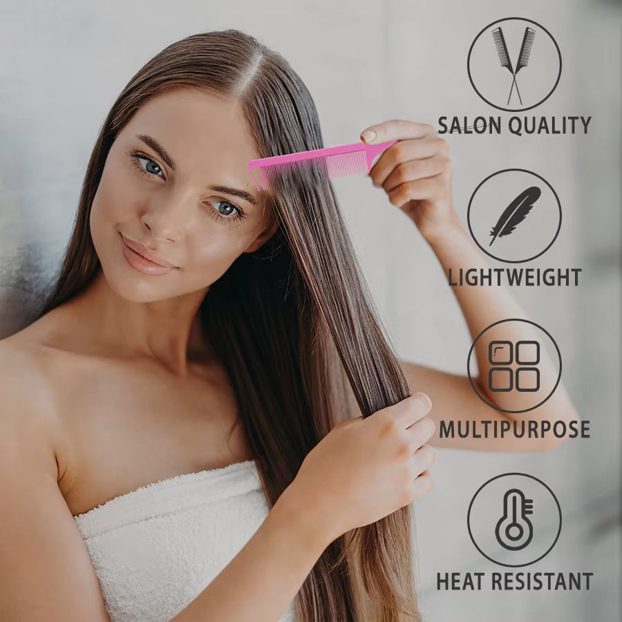 Pointed Tail Combs Rat Tail Comb for Separation Hair Braiding and Combing Professional Barber Shop Cutting Hair Styling Products