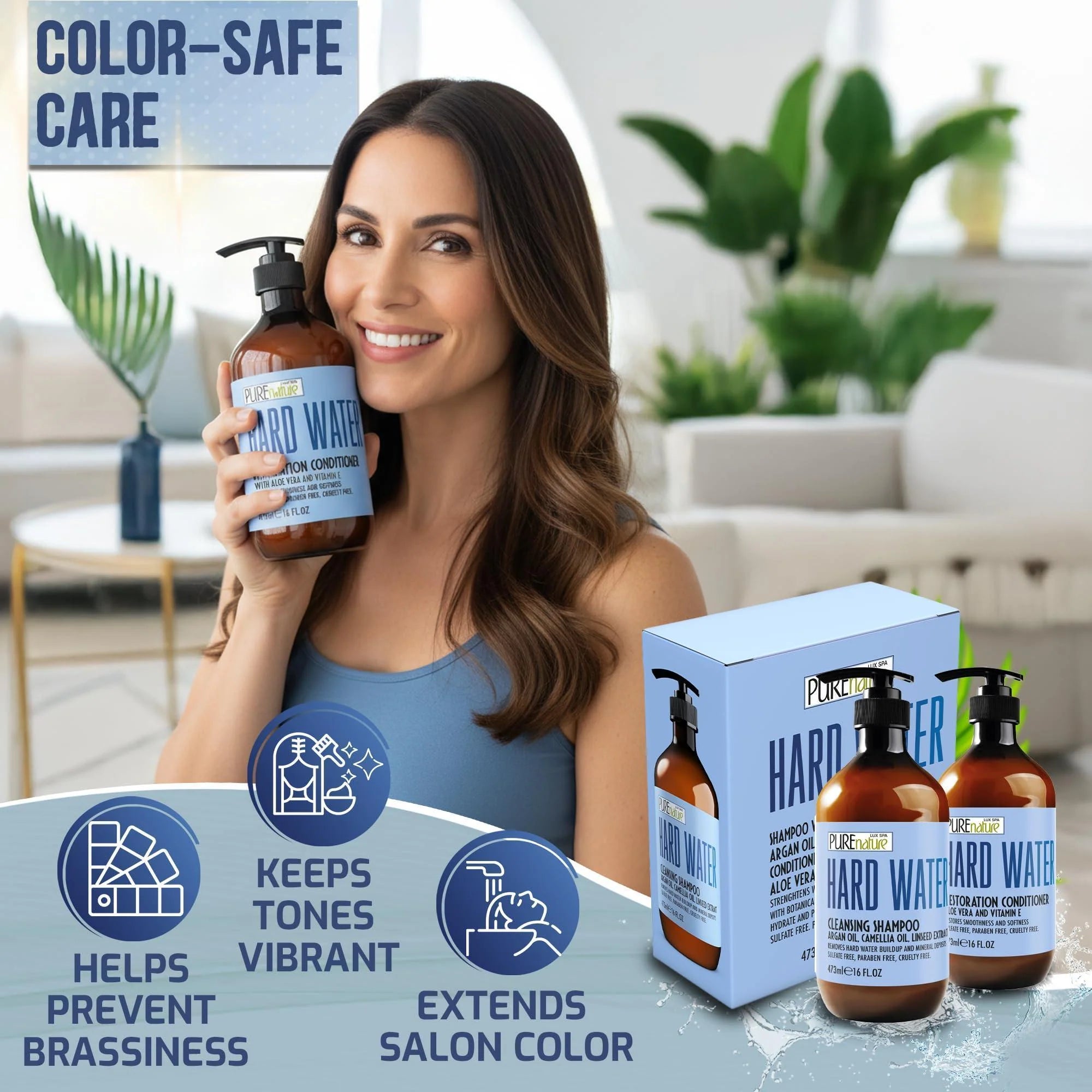 Hard Water Shampoo and Conditioner Set 16 Fl Oz Set of 2 Sulfate Free and Paraben Free Chelating Action Moisturizing Professional Formula for Women and Men Hydrating Swim Safe Formula