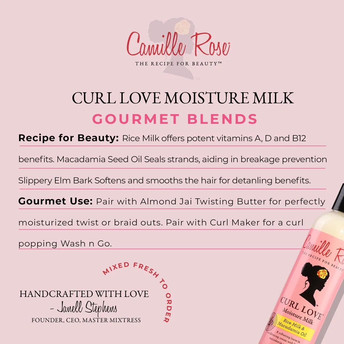 Curl Love Soften & Nourish Moisture Milk with Rice Milk & Macadamia Oil, 8Oz