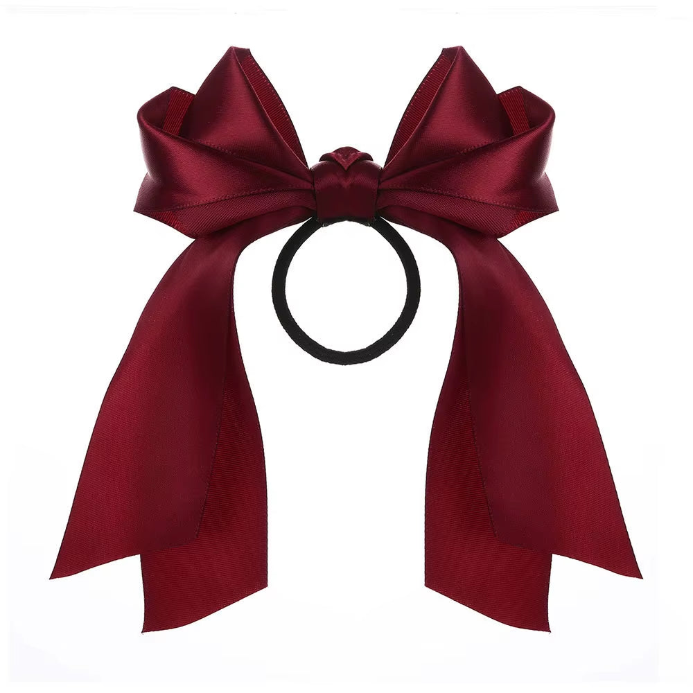 Korean Bowknot Hair Tie Scrunchies for Women Fashion Long Ribbon Elastic Hair Bands Bow Ponytail Ties Hair Accessories