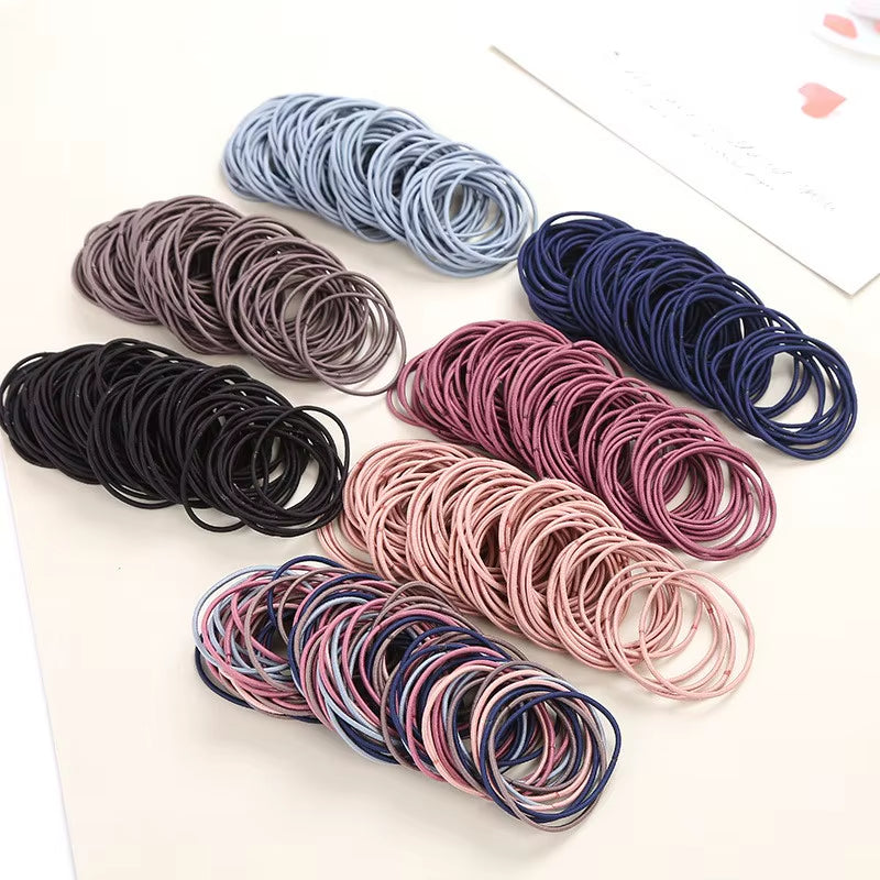 100/200Pcs Colorful Elastic Hair Band Rope Scrunchie Set Headband Leagues Tie Colet for Women Girl Hairstyle Fashion Accessories