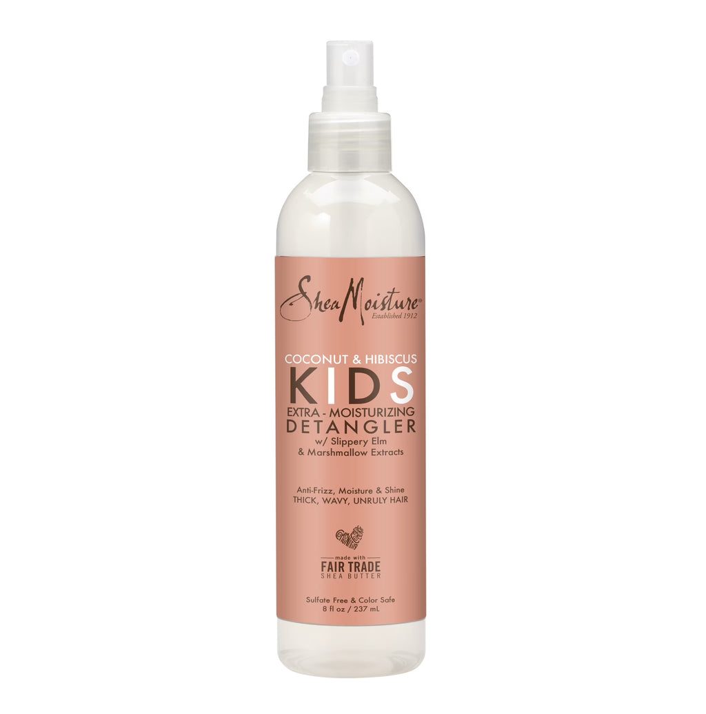 Shea Moisture Kids Extra Moisturizing Leave-In Conditioner Detangler Frizz Control Curly Hair Coconut & Hibiscus, 8 Oz Spray Bottle