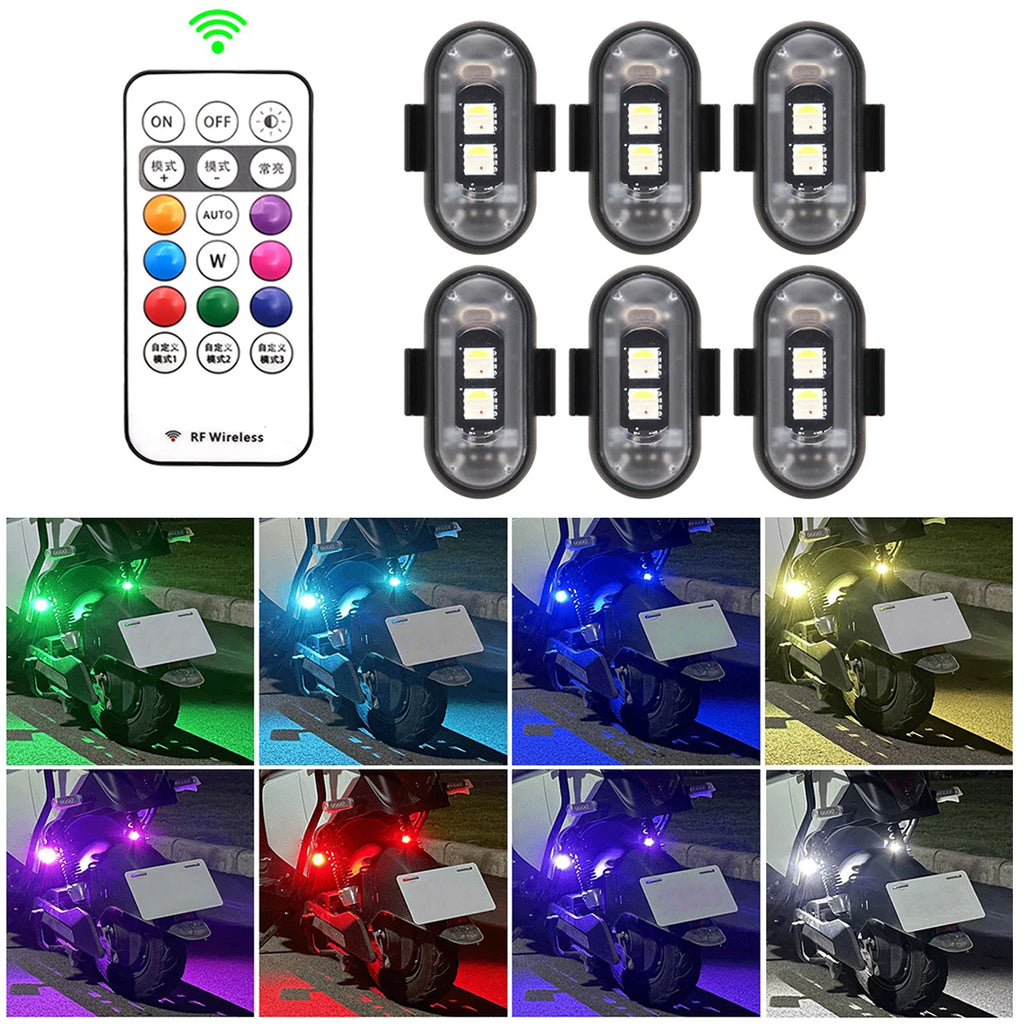 RGB Led Aircraft Strobe Lights Motorcycle Lights LED Flash Position Wireless Light Aircraft Airplane Helicopter Warning Lights