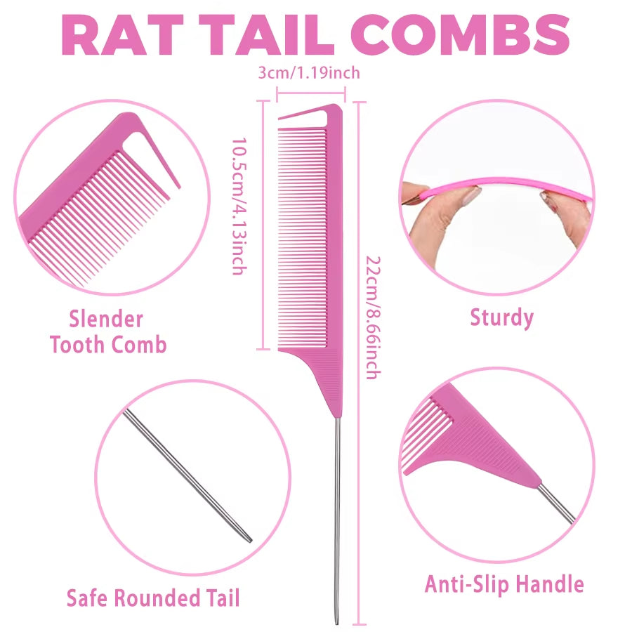 Pointed Tail Combs Rat Tail Comb for Separation Hair Braiding and Combing Professional Barber Shop Cutting Hair Styling Products