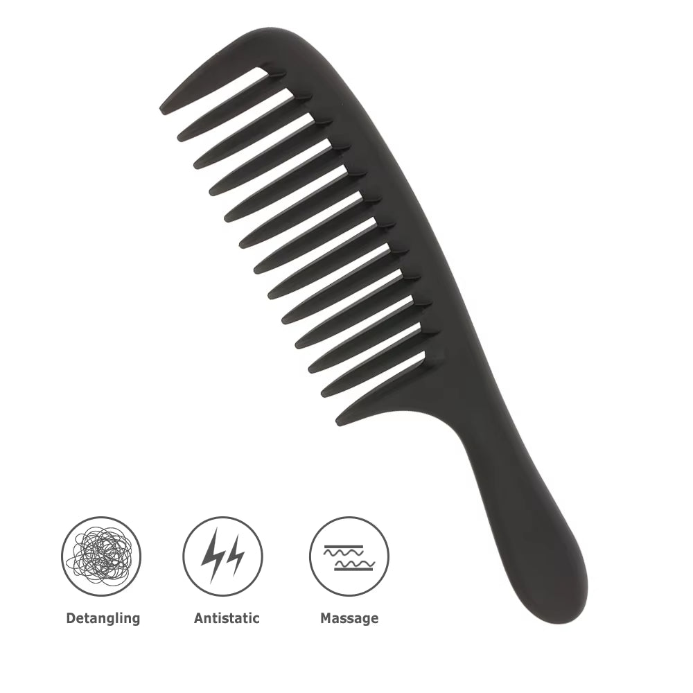 Wide Tooth Comb Detangling Hair Wide Comb round Teeth Hairdress Comb Carbon Antistatic Comb Pro Salon Dyeing Styling Tools