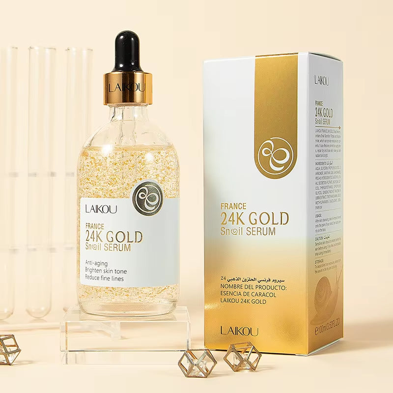 100Ml 24K Gold Snail Serum Brightening Skin Tone Hyaluronic Acid Moisturizing Essence anti Wrinkle Whiten Gold Skin Care