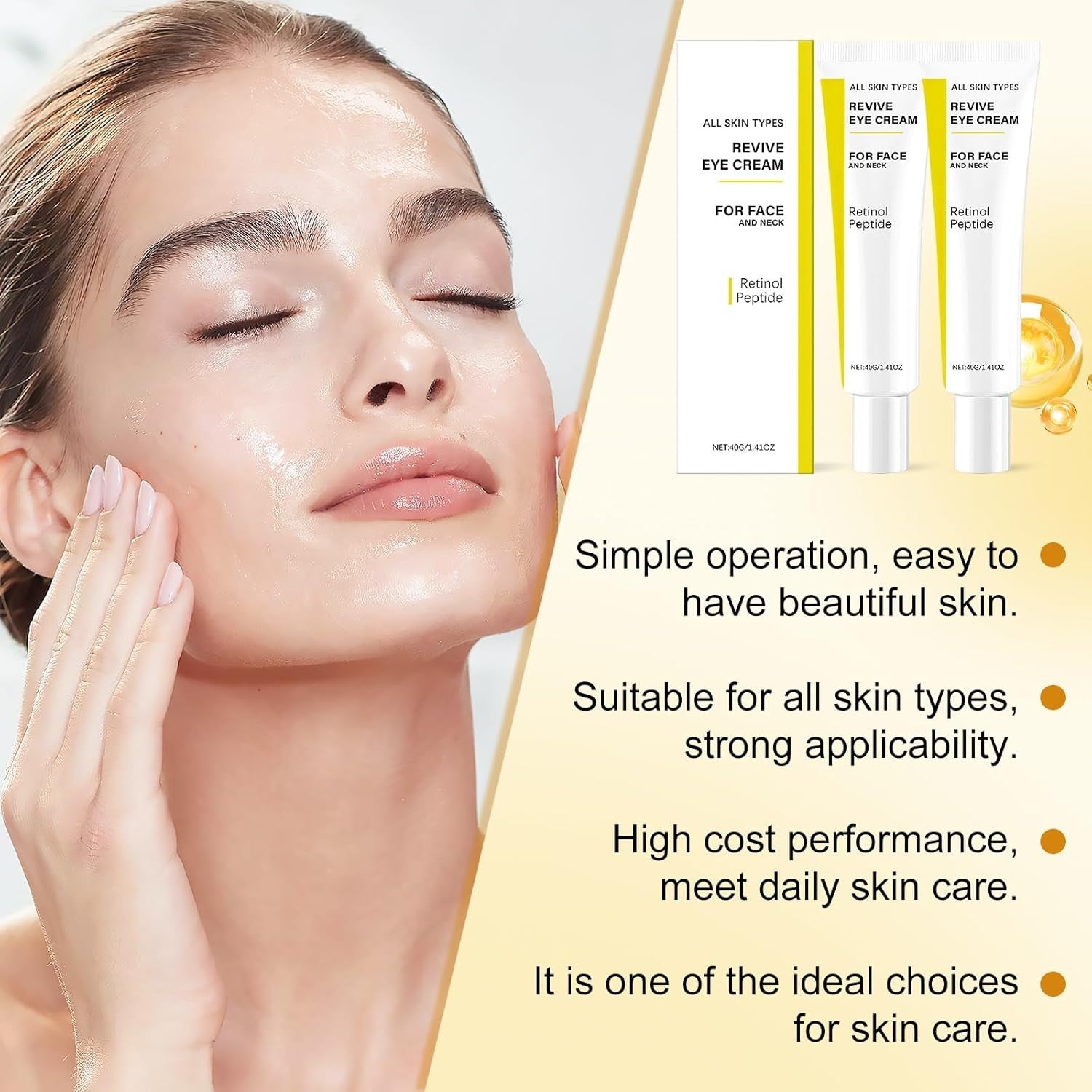 2PCS Revive Eye Cream,Revive Eye Cream with Retinol Peptide,Reduce