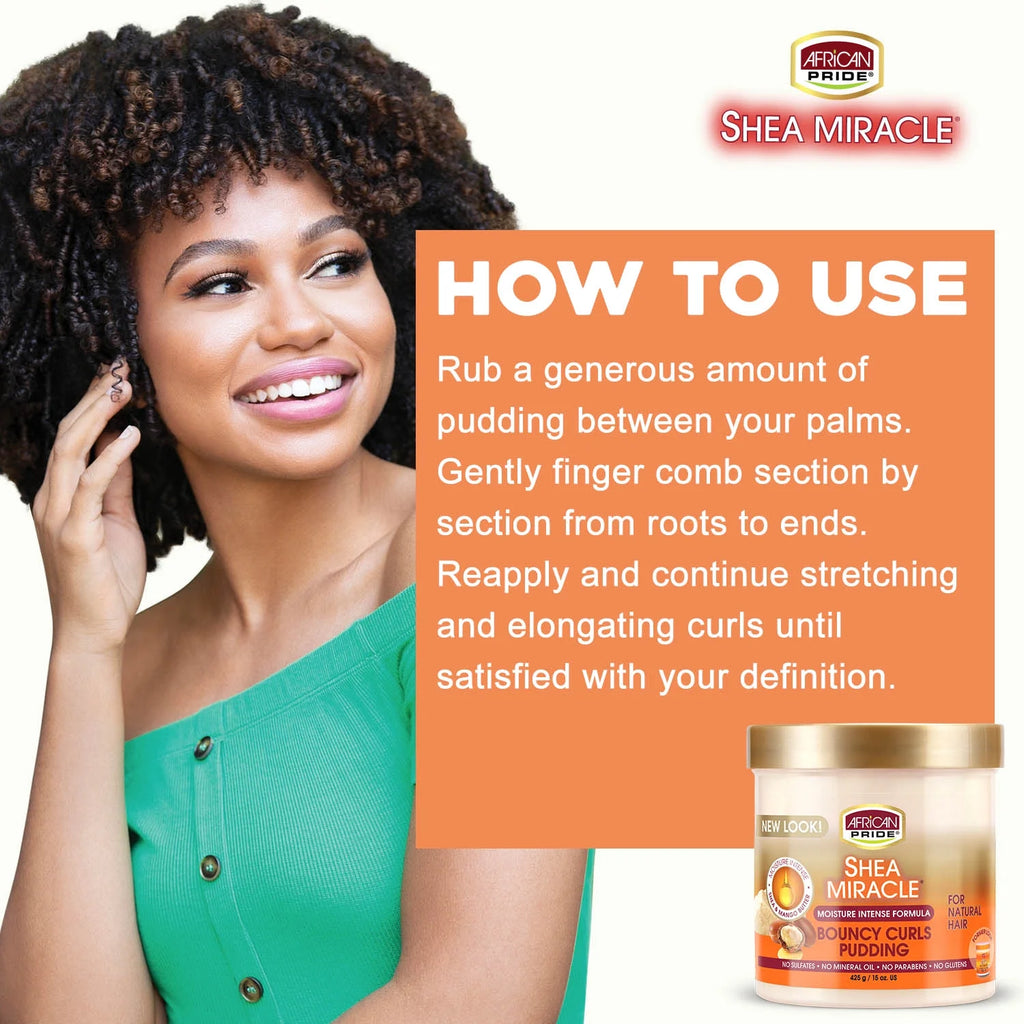 (2 Pack)  Shea Butter Miracle Bouncy Curls Pudding 15 Oz. Jar, Curly Hair, Moisturizing