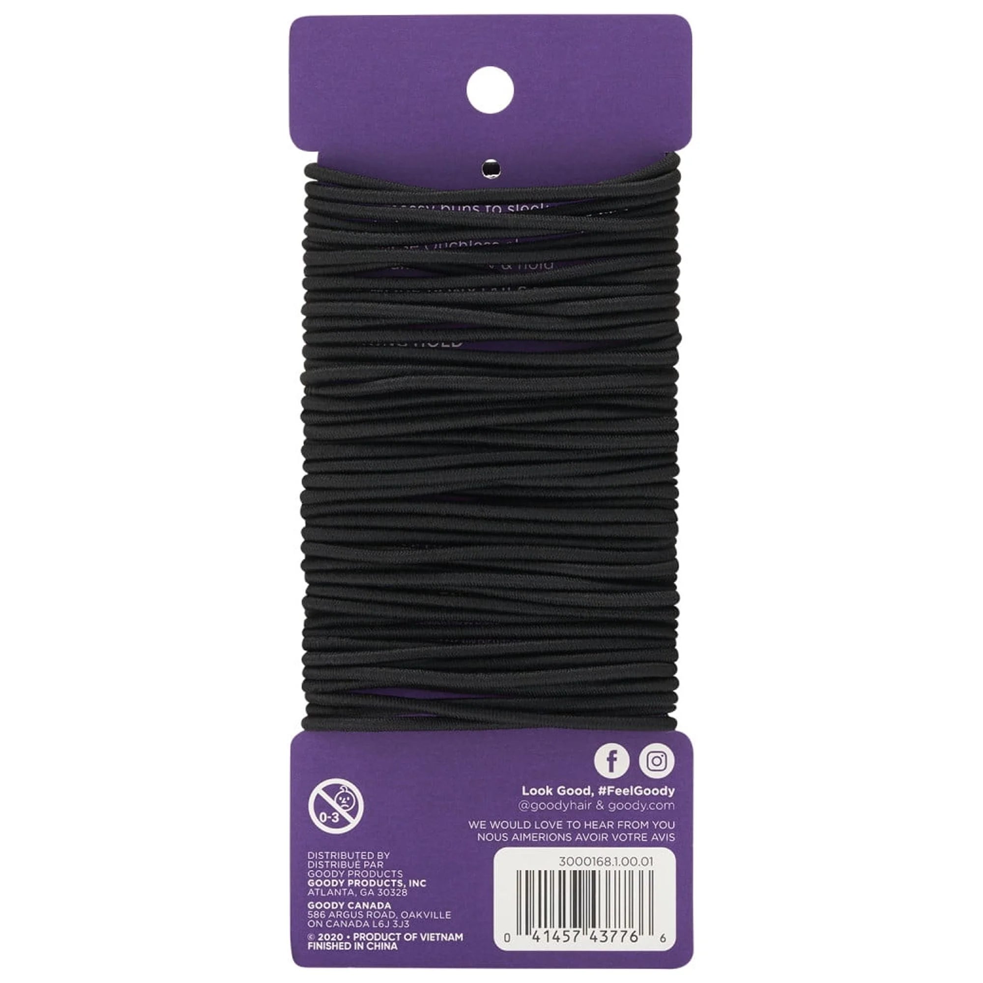 Ouchless Damage Free Hair Elastics, Small Hair Ties, 2Mm, for All Hair, Black, 50 Ct