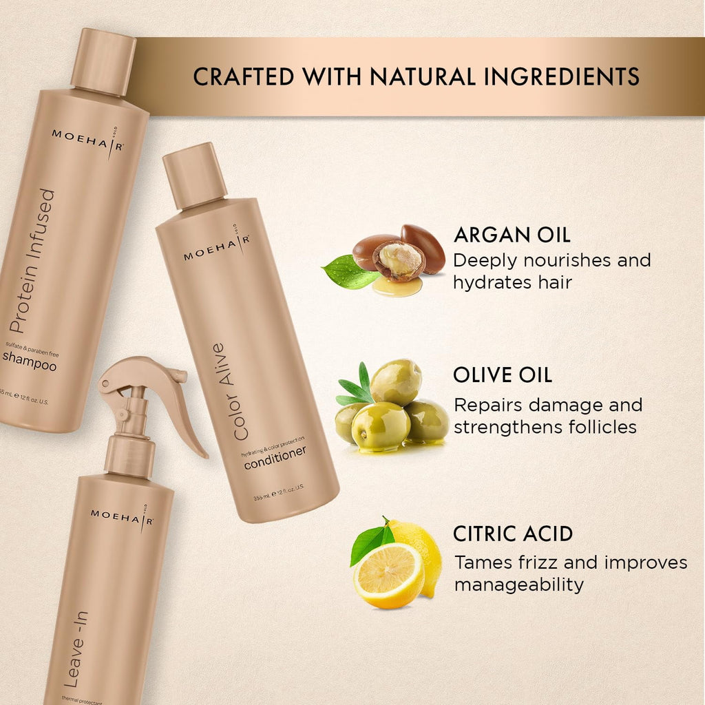 Protein Shampoo (12 Fl), Color Alive Conditioner (12 Fl) and Leave-In Conditioner (12 Fl)