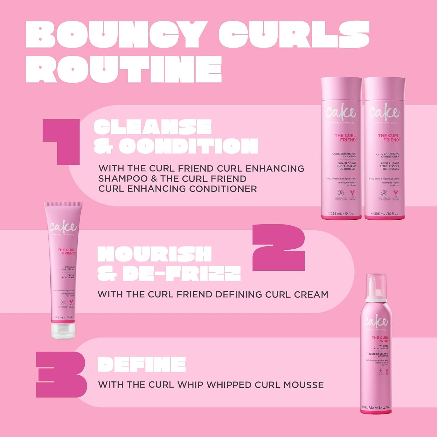 Curl Friend Curl Defining Shampoo, Conditioner & Cream Set - Avocado & Argan Oil Curly Hair Products - Anti-Frizz, Cruelty Free & Vegan Gift Set
