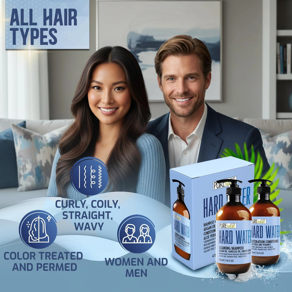 Hard Water Shampoo and Conditioner Set 16 Fl Oz Set of 2 Sulfate Free and Paraben Free Chelating Action Moisturizing Professional Formula for Women and Men Hydrating Swim Safe Formula