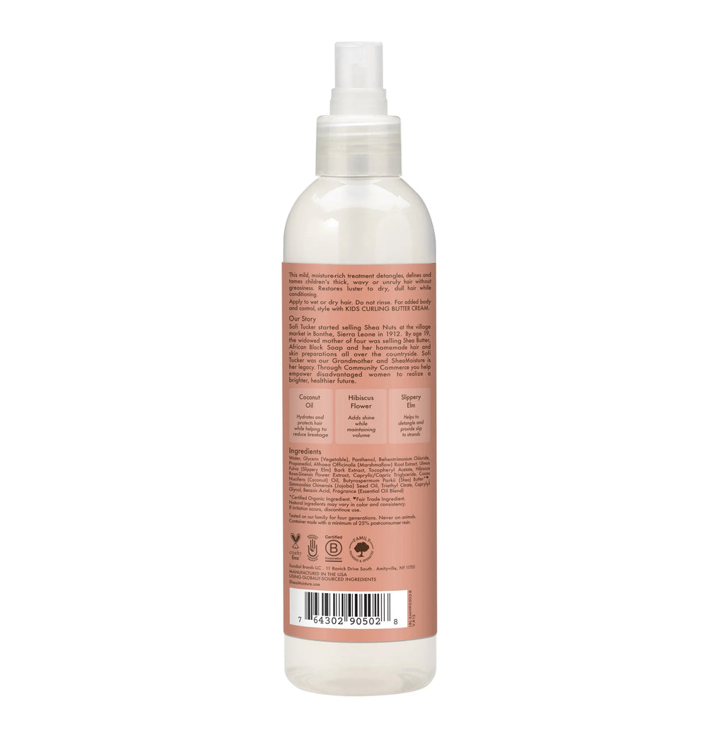 Shea Moisture Kids Extra Moisturizing Leave-In Conditioner Detangler Frizz Control Curly Hair Coconut & Hibiscus, 8 Oz Spray Bottle
