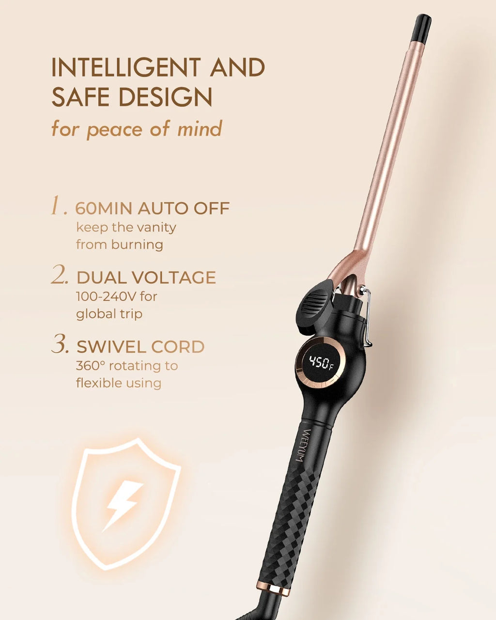 Small Curling Iron 3/8 Inch Barrel, Tiny Curling Wand for Short Hair, 9Mm Thin Curling Iron Ceramic Tourmaline