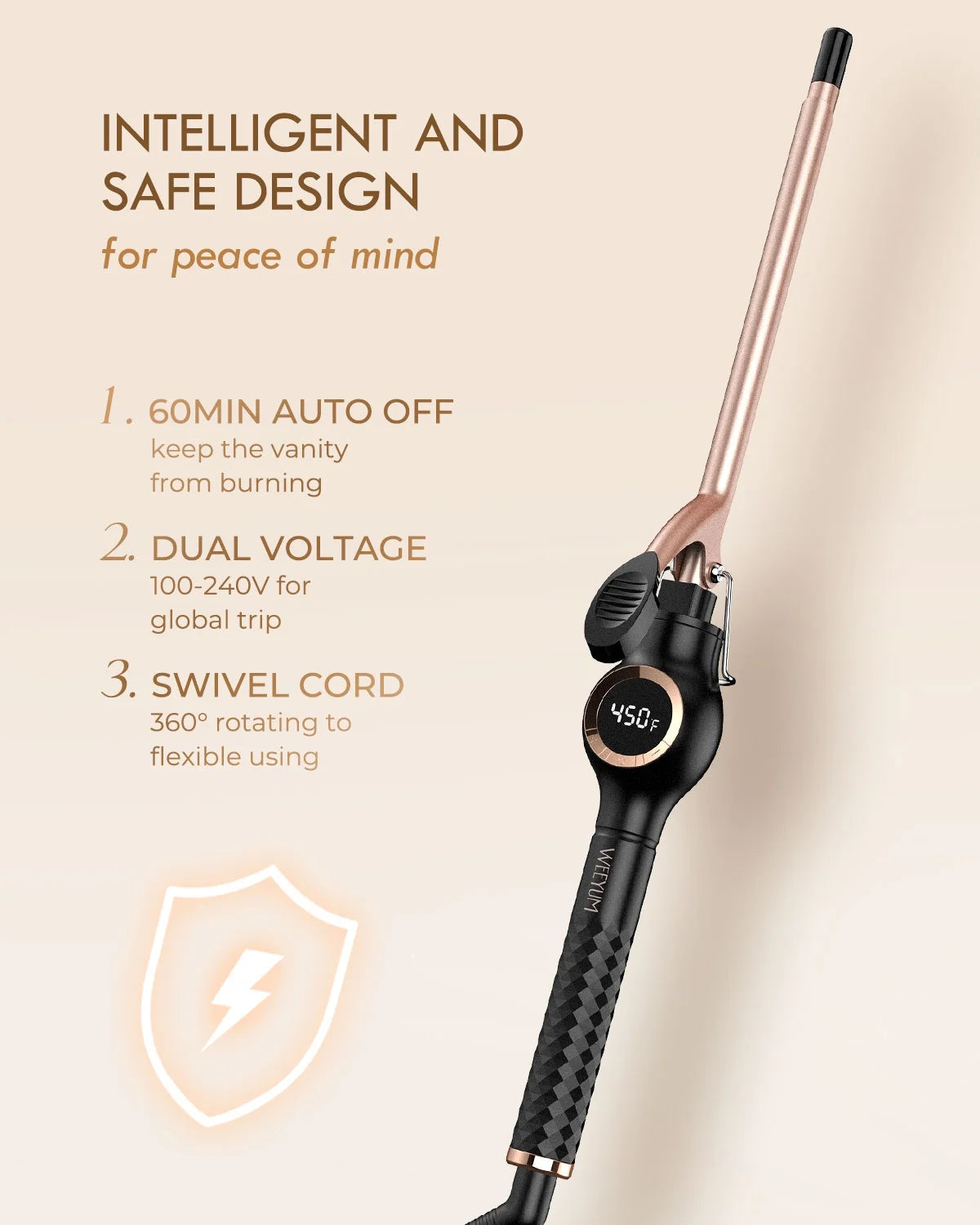 Small Curling Iron 3/8 Inch Barrel, Tiny Curling Wand for Short Hair, 9Mm Thin Curling Iron Ceramic Tourmaline