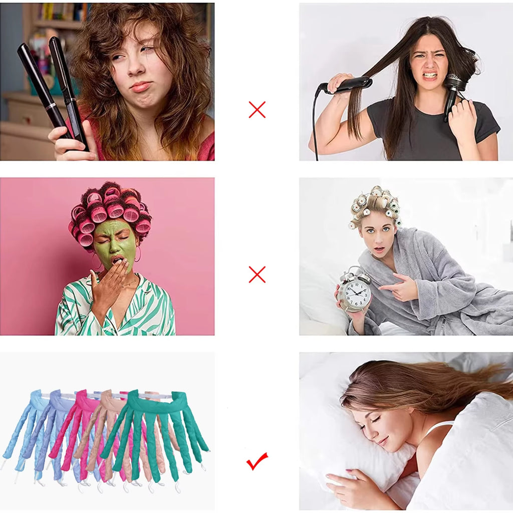 New 30Cm Lazy Heatless Hair Curler No Heat Heatless Curls Rod Headband Sleeping Head Bands No Heat Womens DIY Hair Styling Tools