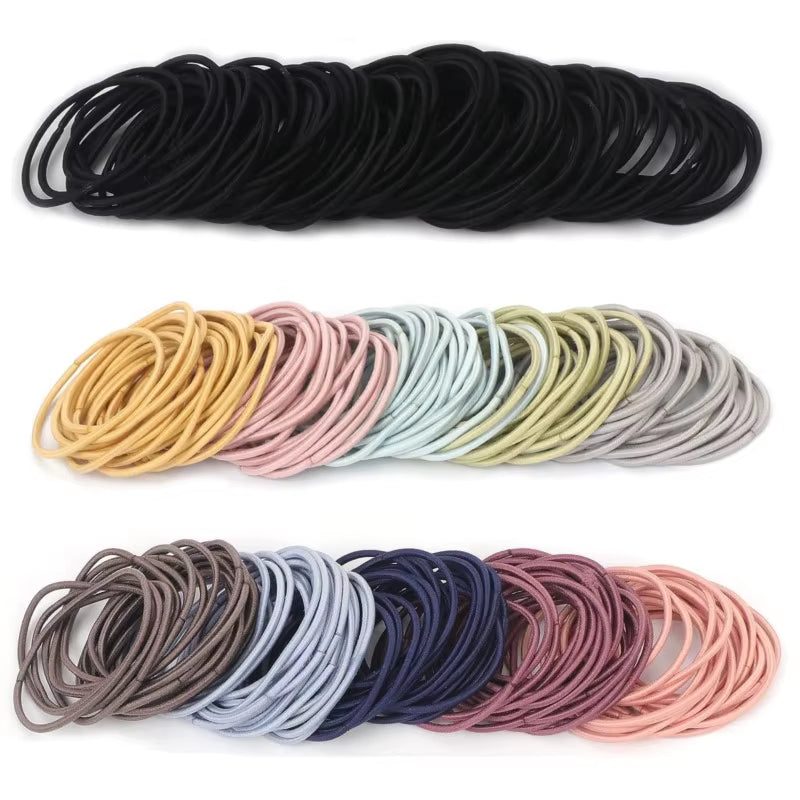 100/200Pcs Colorful Elastic Hair Band Rope Scrunchie Set Headband Leagues Tie Colet for Women Girl Hairstyle Fashion Accessories