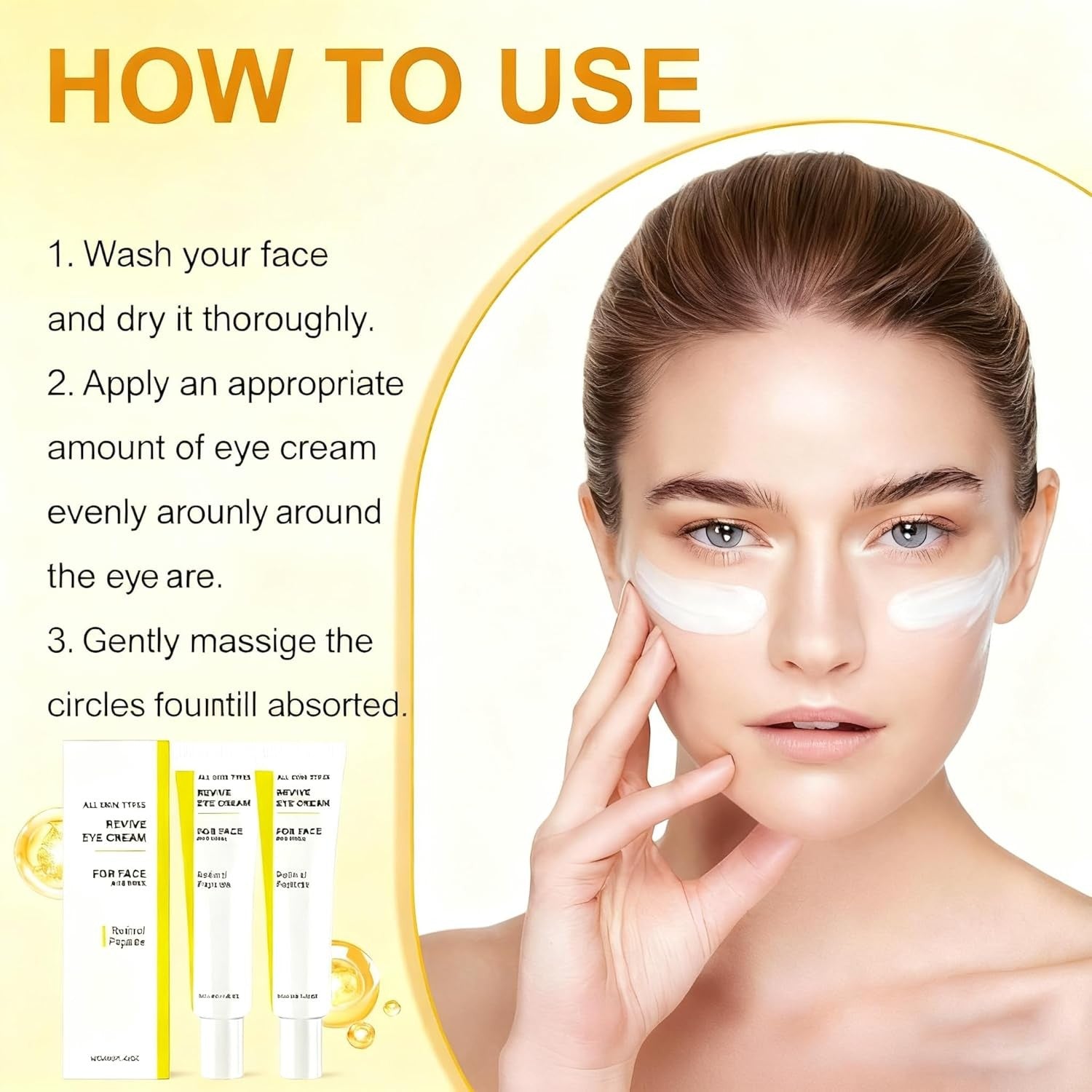 2PCS Revive Eye Cream,Revive Eye Cream with Retinol Peptide,Reduce
