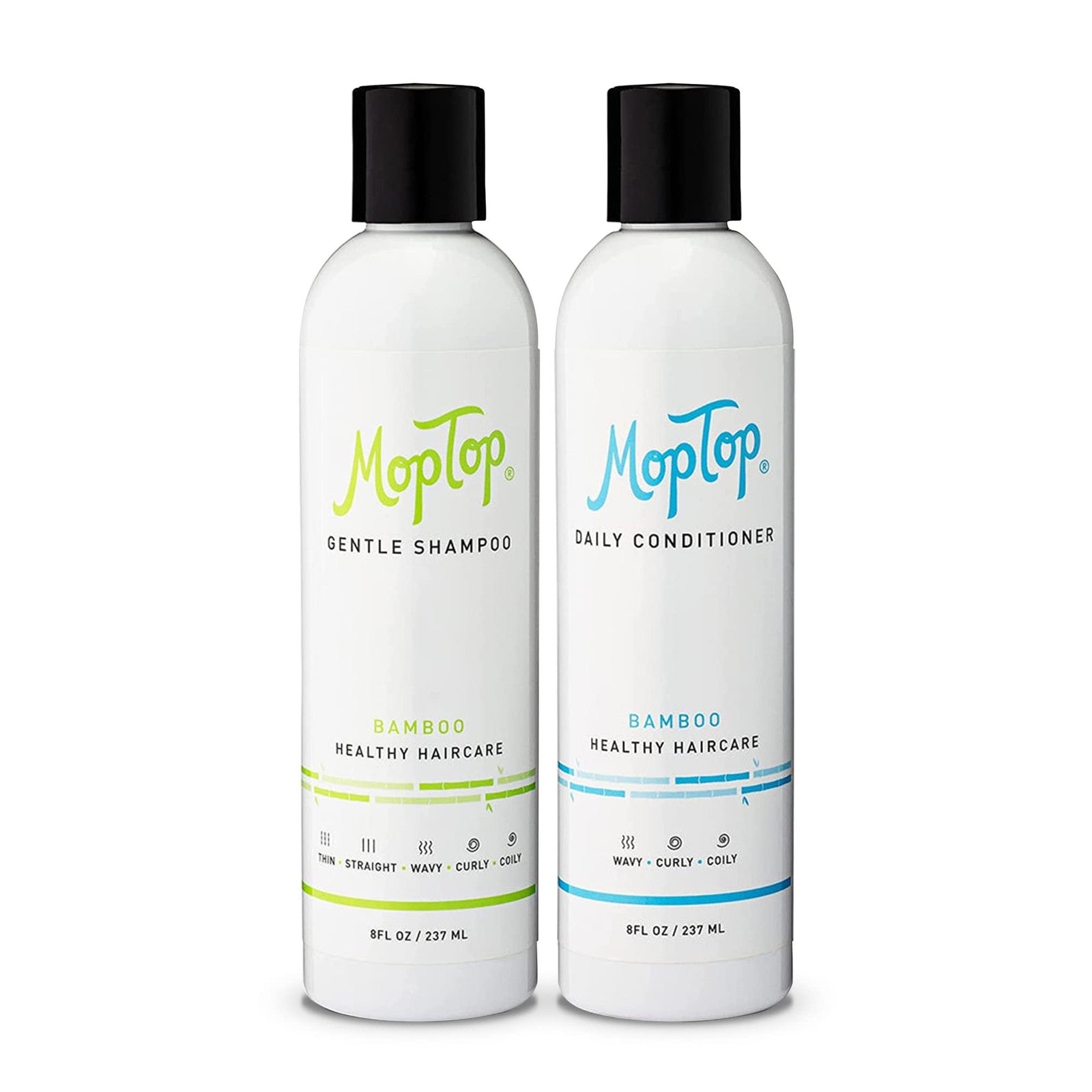 Moptop Moisturizing Curly Hair Shampoo and Conditioner Set – Gentle Shampo