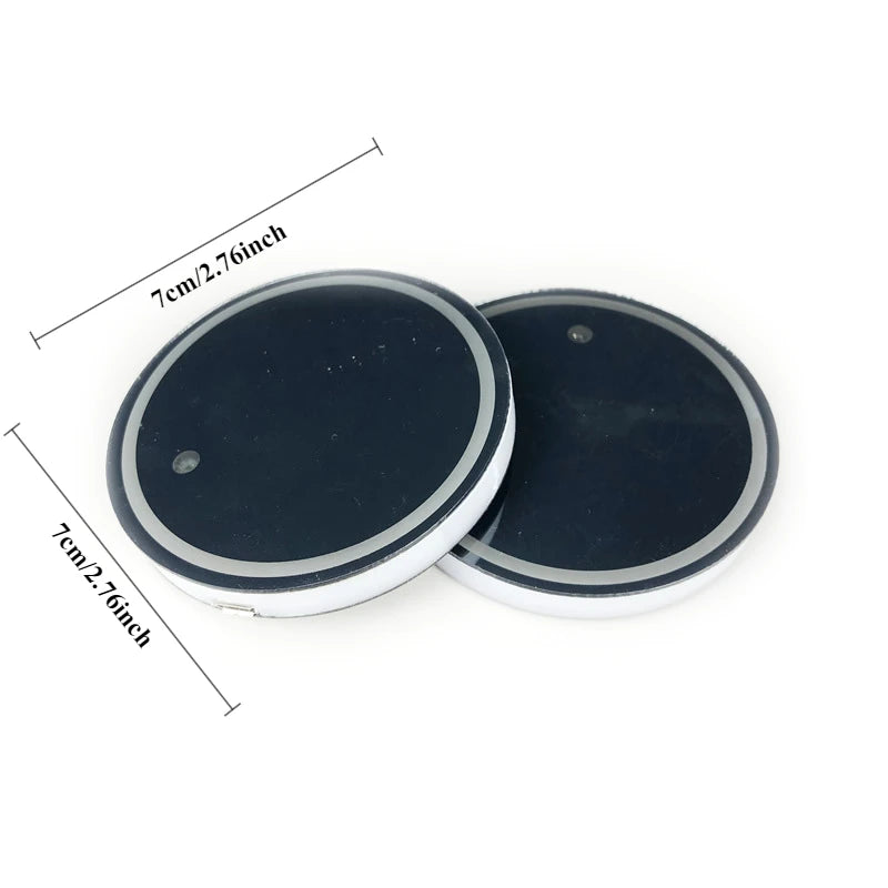 7 Color Car Changing LED Cup Holder Lights Rear Windshield Decorative Ambient Lighting & Glowing Colorful Coaster Pads