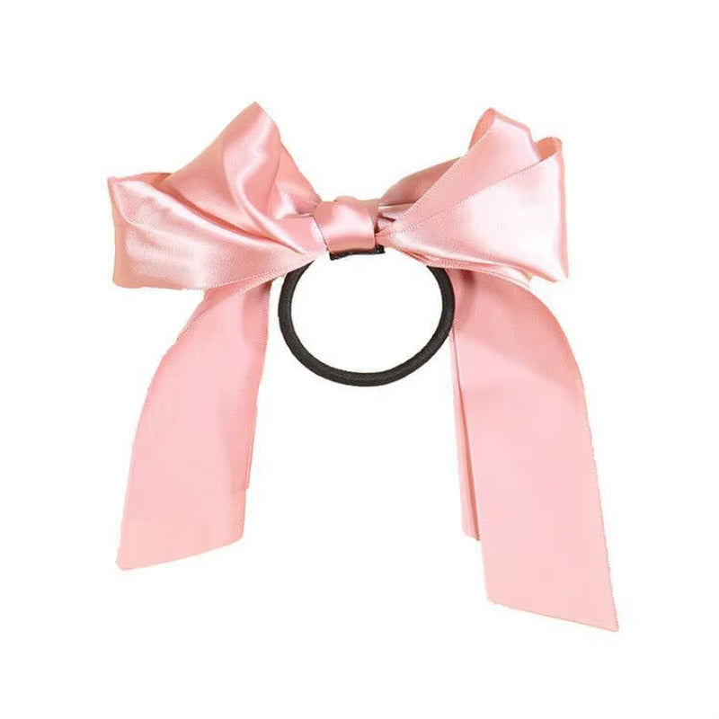Korean Bowknot Hair Tie Scrunchies for Women Fashion Long Ribbon Elastic Hair Bands Bow Ponytail Ties Hair Accessories