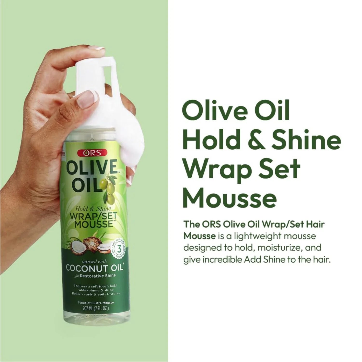 Olive Oil Hold Shine Wrap/Set Mousse