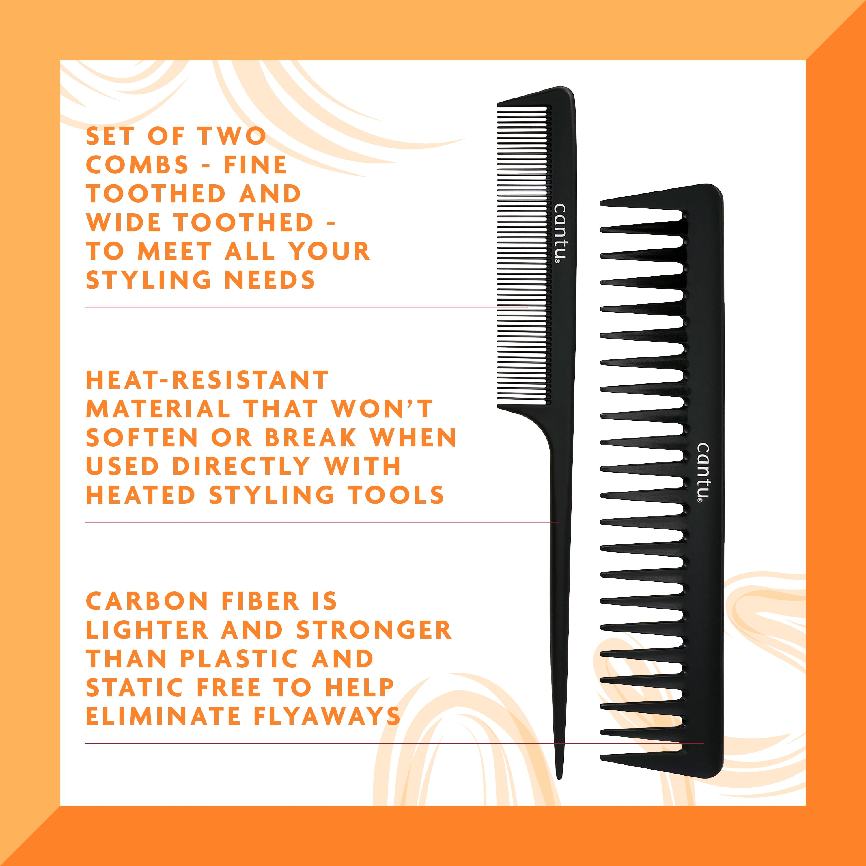 Style Carbon Fiber Hair Combs, 2 Pc