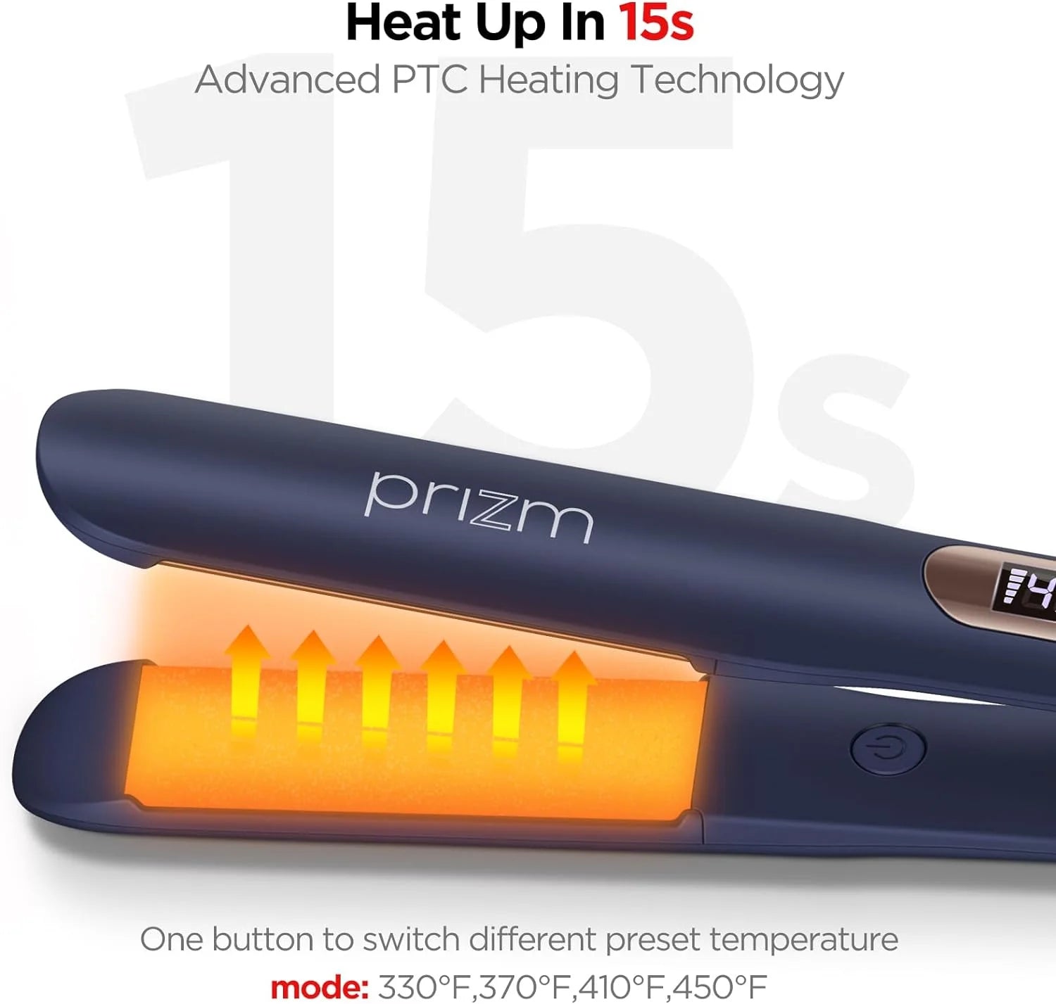 Flat Iron for Hair,  1.25 Inch Ionic Ceramic Straightening and Culer with LCD Display, Dual Voltage, 15S Heat Up, Prussian Blue